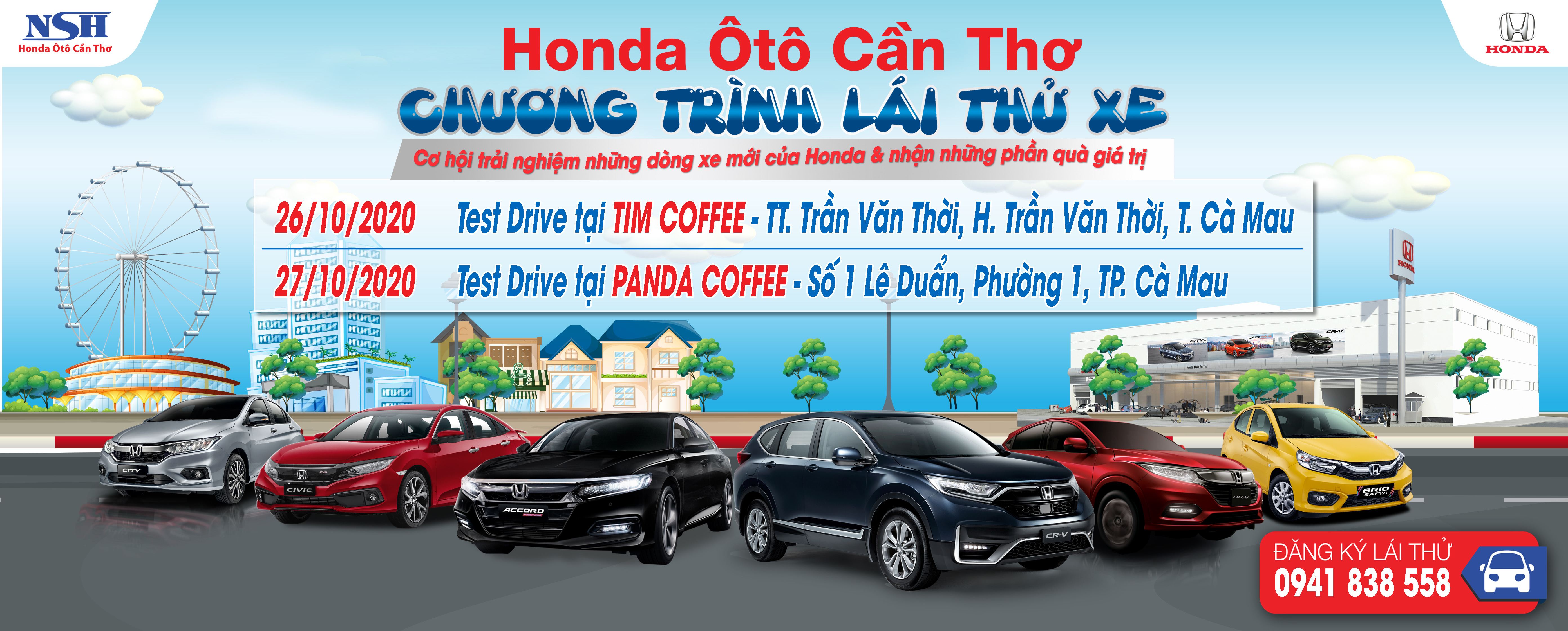 Lái thử xe ô tô Honda tại Cà Mau: Huyện Trần Văn Thời và TP. Cà Mau